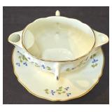 LR - Antique Floral Porcelain Dinnerware Lot - Austrian Platter, German Bowl, French Covered Casserole