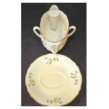 LR - Antique Floral Porcelain Dinnerware Lot - Austrian Platter, German Bowl, French Covered Casserole