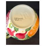 LR - Hand-Painted Italian Pitcher with Fruit & Vegetable Motif, Olive Tray & Veggie-Handled Utensils