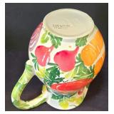 LR - Hand-Painted Italian Pitcher with Fruit & Vegetable Motif, Olive Tray & Veggie-Handled Utensils
