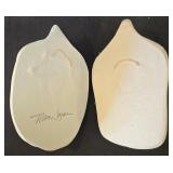 LR - Plaster Cast Wall Plaques - Relief Face Busts, Signed Back