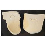 LR - Plaster Cast Wall Plaques - Relief Face Busts, Signed Back
