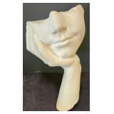 LR - Plaster Cast Wall Plaques - Relief Face Busts, Signed Back