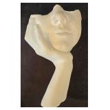LR - Plaster Cast Wall Plaques - Relief Face Busts, Signed Back