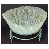 LR - Celadon-Glazed Ceramic Bowl on Wrought Iron Stand