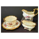 LR - Hammersley Lady Patricia Bone China Cake Plate + Cup & Saucer Sets, Sugar & Creamer - England