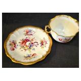 LR - Hammersley Lady Patricia Bone China Cake Plate + Cup & Saucer Sets, Sugar & Creamer - England