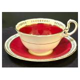 LR - Hammersley Lady Patricia Bone China Cake Plate + Cup & Saucer Sets, Sugar & Creamer - England