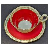 LR - Hammersley Lady Patricia Bone China Cake Plate + Cup & Saucer Sets, Sugar & Creamer - England