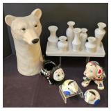 LR - Villeroy & Boch Bird Salt & Pepper Shakers, Polar Bear Planter, White Vase Tray