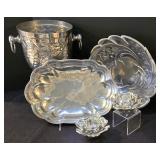 LR - Wilton Ice Bucket with Grapevine Pattern, 2 Candleholders - USA