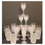 LR - Vintage  Bohemia Hand Cut Lead Crystal Wine Glasses Queen