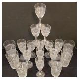 LR - Vintage  Bohemia Hand Cut Lead Crystal Wine Glasses Queen