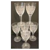 LR - Vintage  Bohemia Hand Cut Lead Crystal Wine Glasses Queen