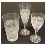 LR - Vintage  Bohemia Hand Cut Lead Crystal Wine Glasses Queen