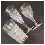 LR - Vintage  Bohemia Hand Cut Lead Crystal Wine Glasses Queen