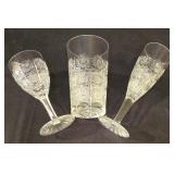 LR - Vintage  Bohemia Hand Cut Lead Crystal Wine Glasses Queen