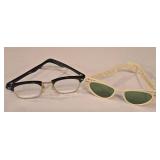 LR - Glasses - Vintage Eyewear Set - 2 Pairs: Black Rim Readers & White Ornate Sunglasses