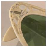 LR - Glasses - Vintage Eyewear Set - 2 Pairs: Black Rim Readers & White Ornate Sunglasses