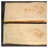 LR - Floral Vintage Chinese Porcelain Mugs, 2 Rectangular Trays & Blue Goose Figurine