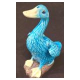 LR - Floral Vintage Chinese Porcelain Mugs, 2 Rectangular Trays & Blue Goose Figurine