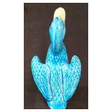 LR - Floral Vintage Chinese Porcelain Mugs, 2 Rectangular Trays & Blue Goose Figurine