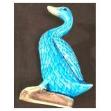 LR - Floral Vintage Chinese Porcelain Mugs, 2 Rectangular Trays & Blue Goose Figurine