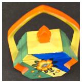 LR - Vintage Hand Painted Japanese Art Deco Sugar Bowl With Lid