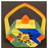 LR - Vintage Hand Painted Japanese Art Deco Sugar Bowl With Lid