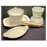 LR - CorningWare Cornflower Roaster & Casserole Set - 2 Mixing Bowls & Rolling Pin