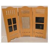 LR - Three-Panel Wood Trifold Photo Frame Display & Assorted Frames Lot