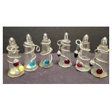 LR - Capco Glass Salt & Pepper Shaker Set - 8 Shakers, Wiener Dogs, Blue Square Shakers, Utensils