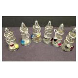 LR - Capco Glass Salt & Pepper Shaker Set - 8 Shakers, Wiener Dogs, Blue Square Shakers, Utensils