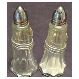 LR - Capco Glass Salt & Pepper Shaker Set - 8 Shakers, Wiener Dogs, Blue Square Shakers, Utensils