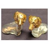 LR - Capco Glass Salt & Pepper Shaker Set - 8 Shakers, Wiener Dogs, Blue Square Shakers, Utensils