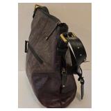 LR - Tignanello Embossed Leather Shoulder Bag - Burgundy with Gold Hardware