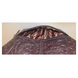 LR - Tignanello Embossed Leather Shoulder Bag - Burgundy with Gold Hardware