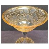 LR - Amber Compote (Possible Fostoria) & Vintage Bubble-Base Lowball Glass (Possible Krosno)