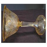 LR - Amber Compote (Possible Fostoria) & Vintage Bubble-Base Lowball Glass (Possible Krosno)