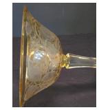 LR - Amber Compote (Possible Fostoria) & Vintage Bubble-Base Lowball Glass (Possible Krosno)