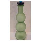 LR - Vintage Glass Perfume Bottle with Whimsical Stopper & Blue Glass Paperweight