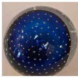 LR - Vintage Glass Perfume Bottle with Whimsical Stopper & Blue Glass Paperweight