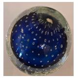 LR - Vintage Glass Perfume Bottle with Whimsical Stopper & Blue Glass Paperweight