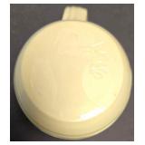 LR - Decorative Tableware Lot: Ivory Oval Tray; Blue/Rust Tray; Blue Vase; Brown & Tan Mugs; Candleholders