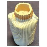 LR - Decorative Tableware Lot: Ivory Oval Tray; Blue/Rust Tray; Blue Vase; Brown & Tan Mugs; Candleholders