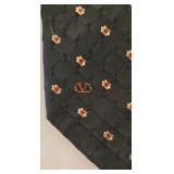 Valentino Cravatte Necktie - Black with Small Orange Diamond Pattern