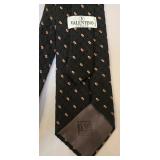 Valentino Cravatte Necktie - Black with Small Orange Diamond Pattern