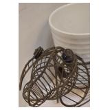 LR - Blue & White Ceramic Planters Set with Wire Dog Planter and 8 Napkin Rings