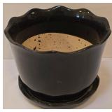 LR - Blue & White Ceramic Planters Set with Wire Dog Planter and 8 Napkin Rings