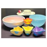 LR - Caleca Hand Painted Bowl with 3 Tulip Bowls & Blue Bowl - Hand Painted in Italy